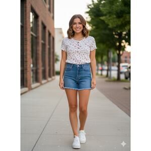 Y2k cottagecore lettuce edge Floral Ribbed babydoll shirt - youth L Adult XS S